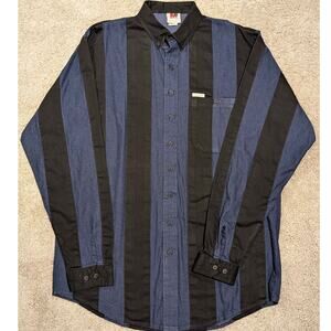 VTG Mo Betta Sevens 1990s Garth Brooks Western Shirt Large Blue/Black Stripes